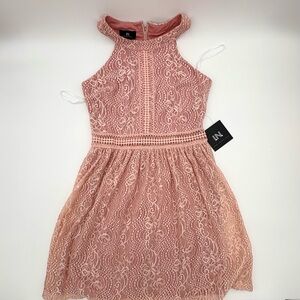 Elegant Blush Pink Floral Lace Women’s Dress